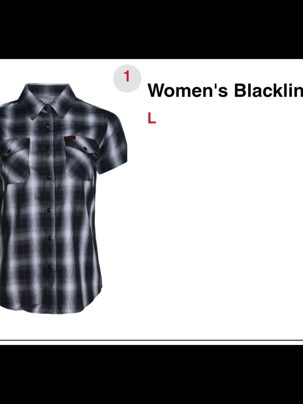 Plaid Short Sleeve Shirt in Black & White Size Large